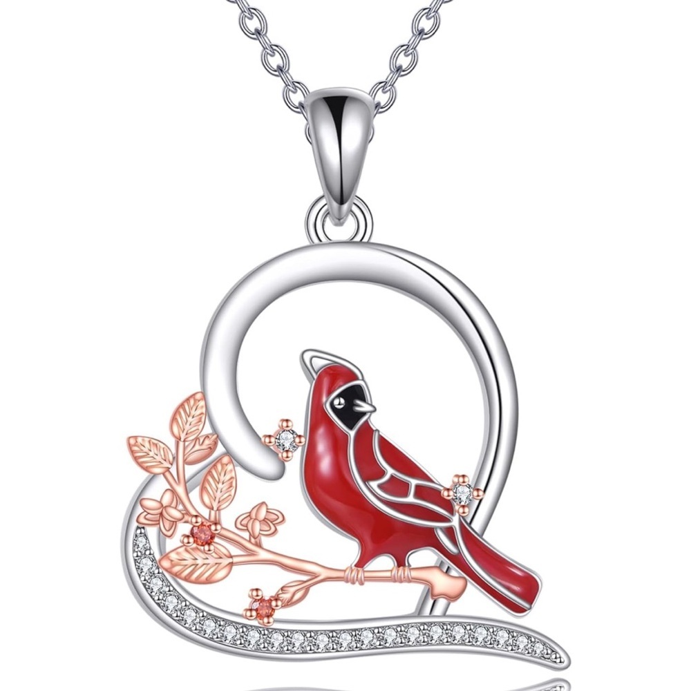 925 Sterling Cardinal Memorial Pendant Necklace